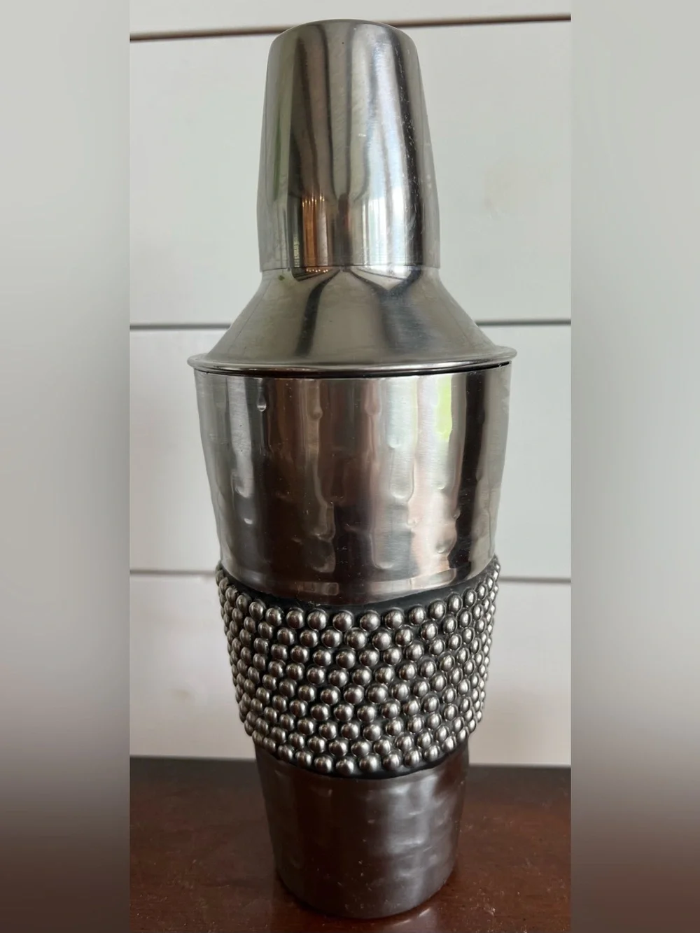 Retro 24 oz Cocktail Shaker Stainless Steel 3 pc Modern Beaded